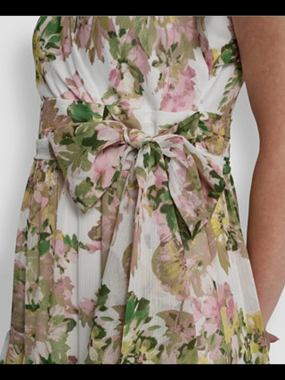 DKNY Pink & Green Floral Maxi Dress with Flutter Sleeves Size 16 - Picture 3 of 8